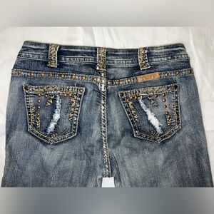 Size W30 L35 Cowgirl Tuff Co Loo Loo Tan Women’s Denim Blue Jeans